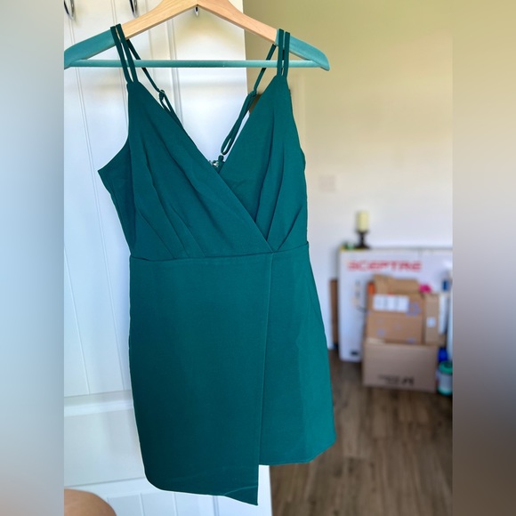 Lulu’s Ready to Party Emerald Green Asymmetrical Mini Dress - Picture 5 of 7